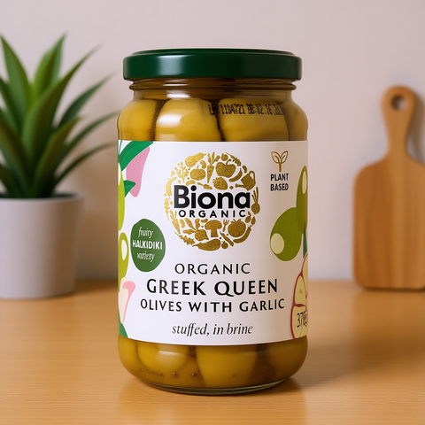 Organic Greek Queen Olives Stuffed with Garlic