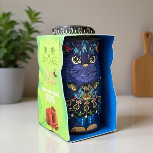 Midnight Prince Cocoa Nib Nights Vegan Truffles Cat Tin