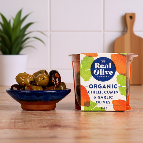Organic Chilli Cumin & Garlic Mixed Pitted Olives