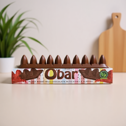 O'bar Vegan Milk Chocolates -Crunchy Almond and H*ney